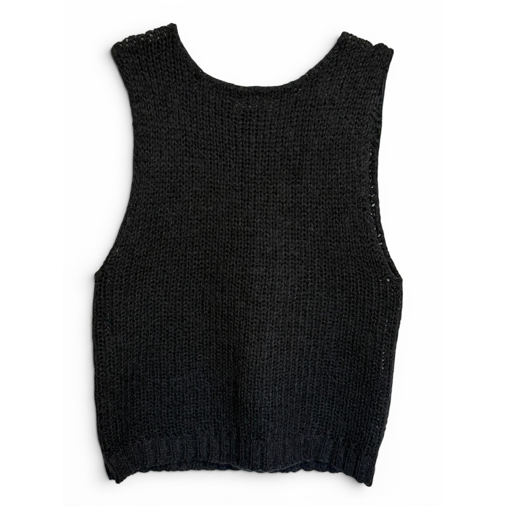 Cambridge Spirit Black Wool Blend Chunky Knit‎ Scoop Neck Sweater Vest Large